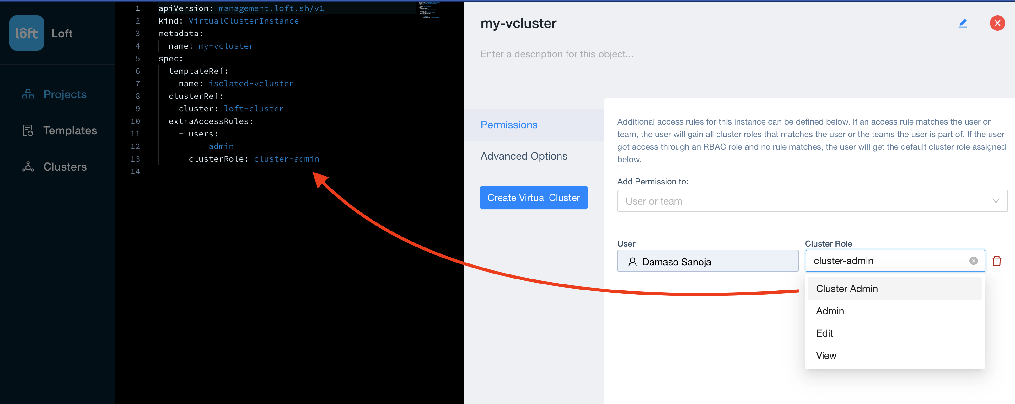 Virtual Cluster Permissions