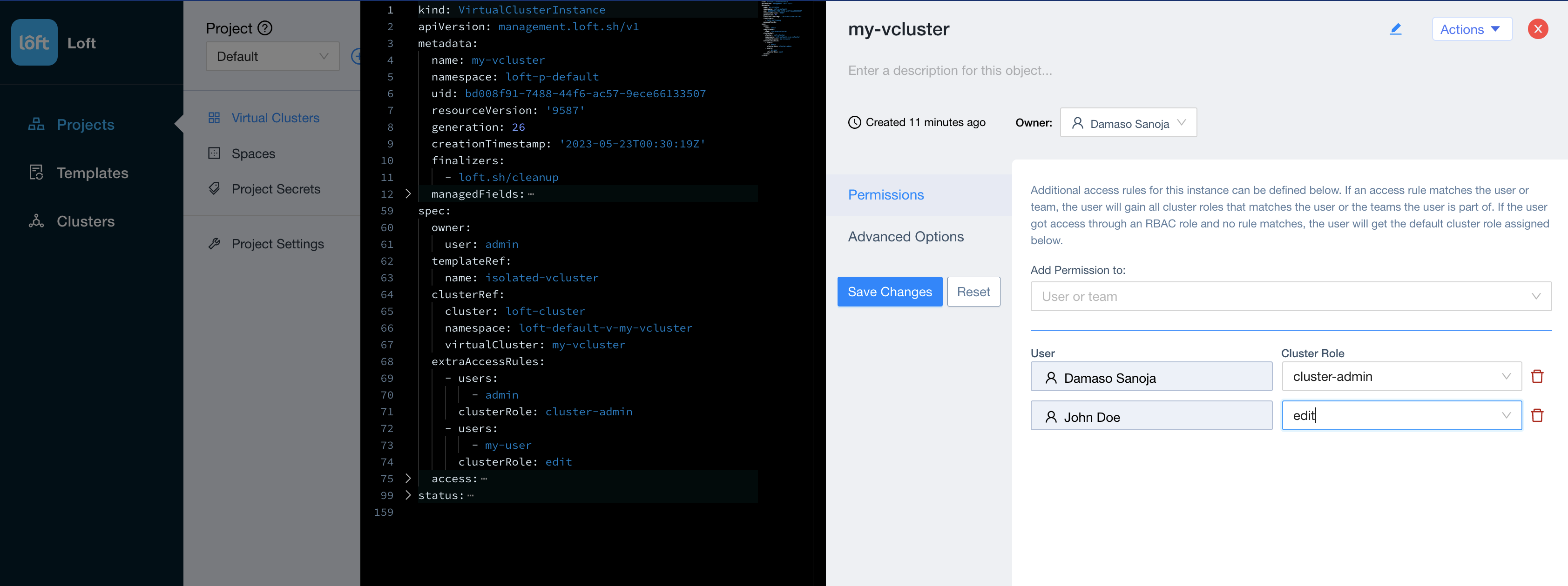 vCluster User Permissions