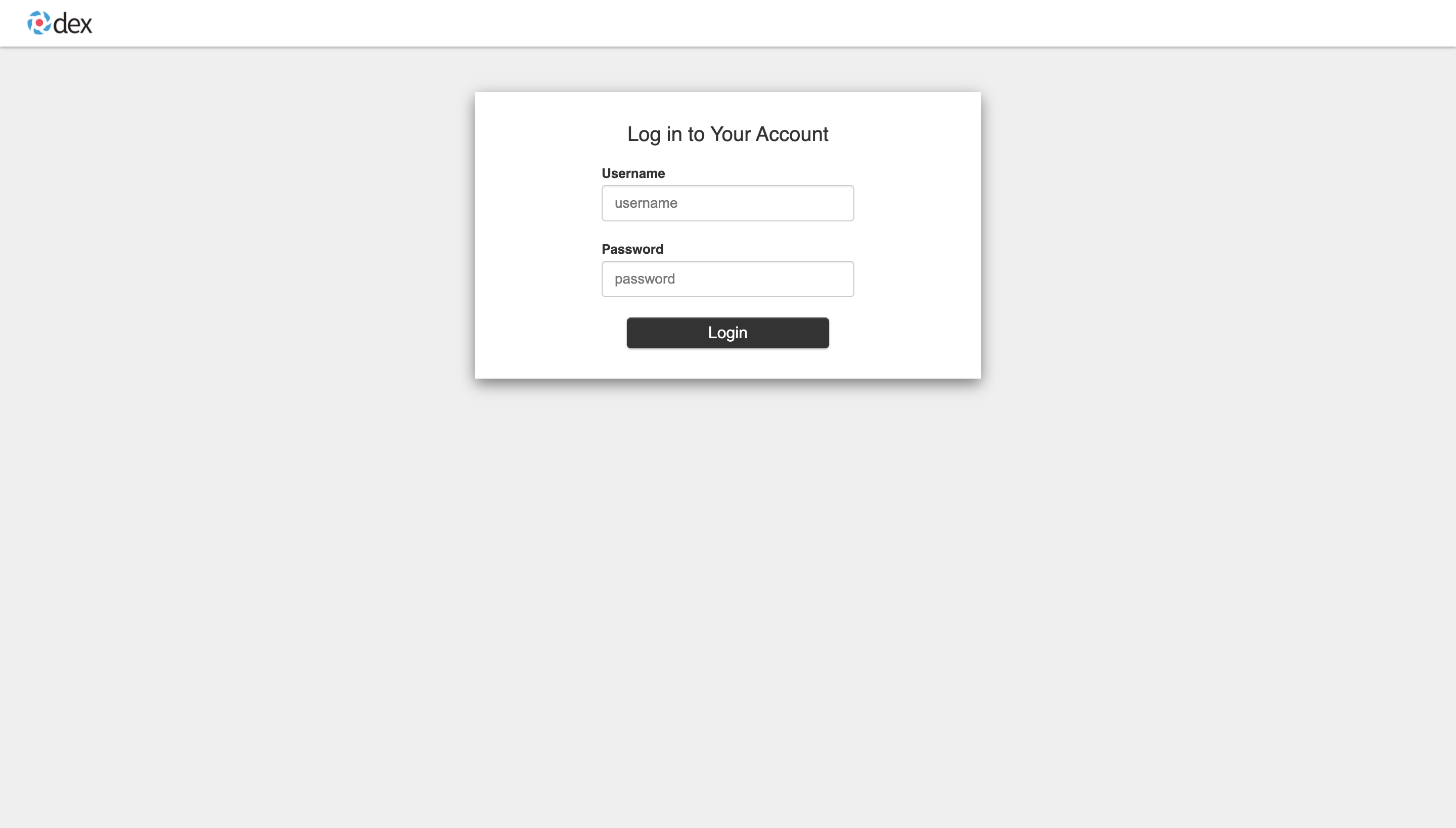 Dex login page