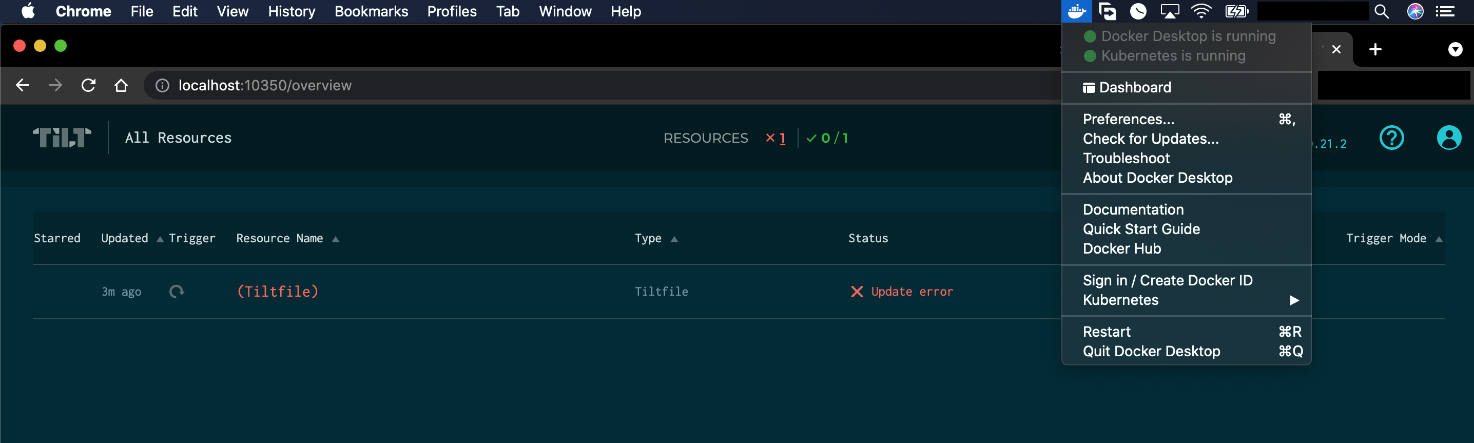 Tilt user interface landing