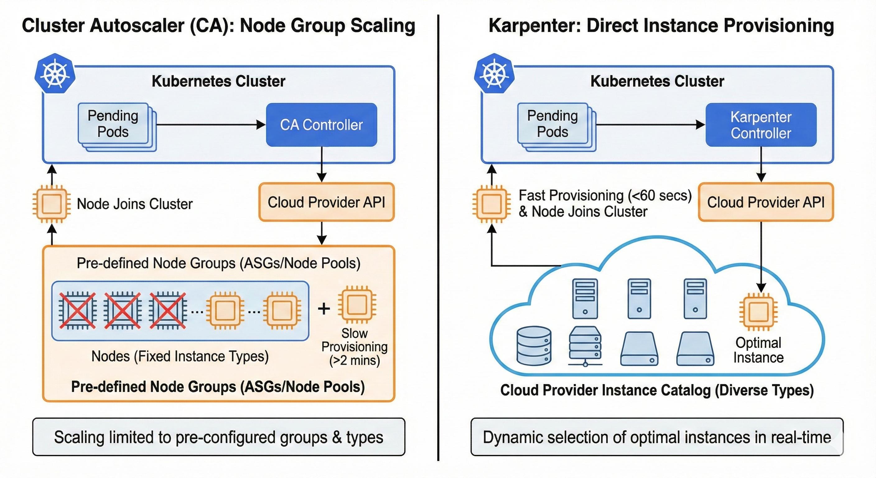 CA vs. Karpenter diagram