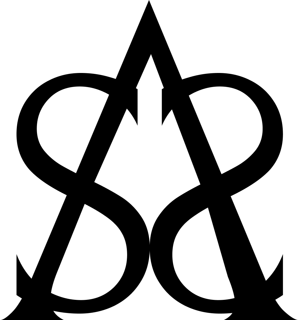 Black vector monogram logo with sharp arrow-like tips.