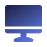 Blue computer monitor icon with a stand on a white background.