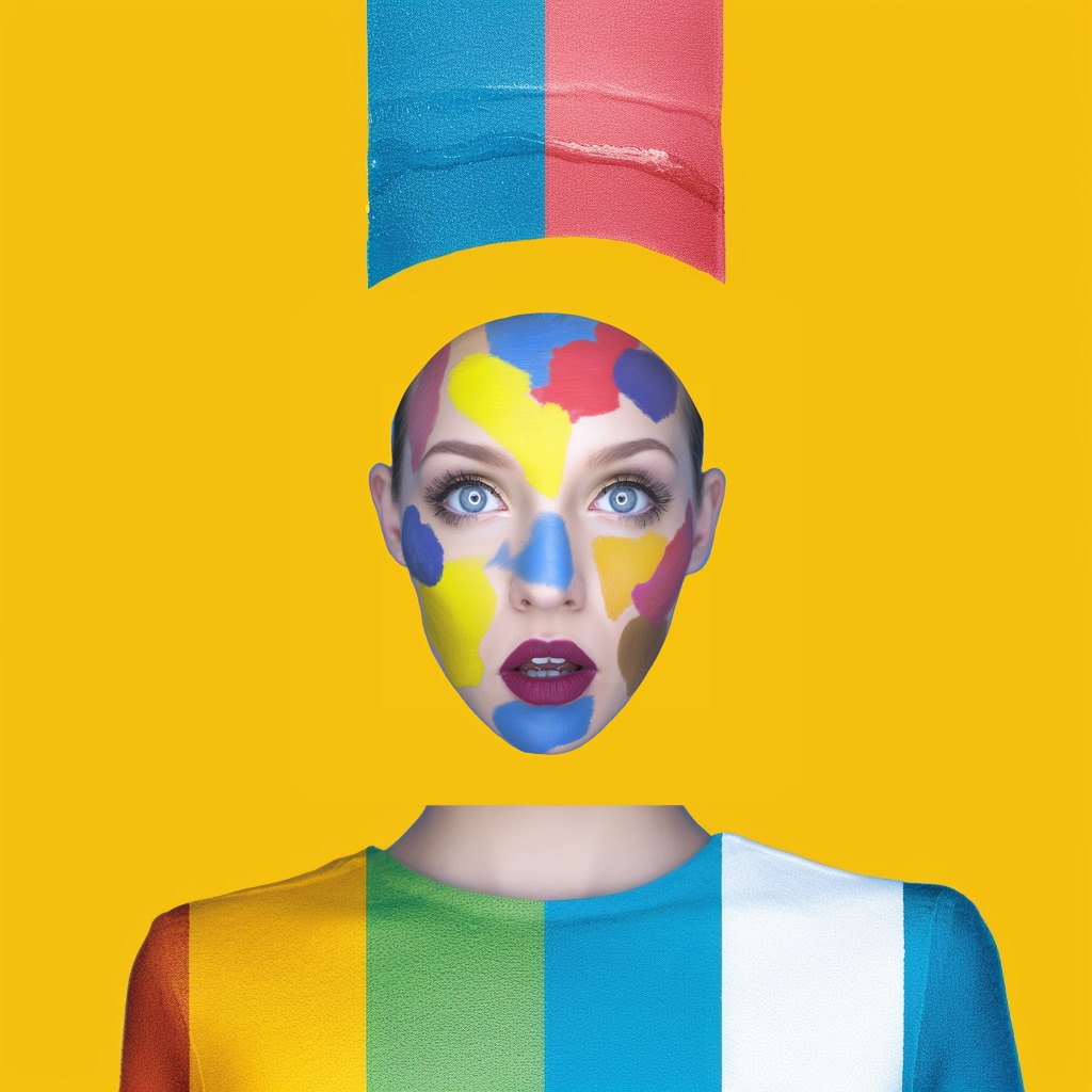 A women painted in different colors.
