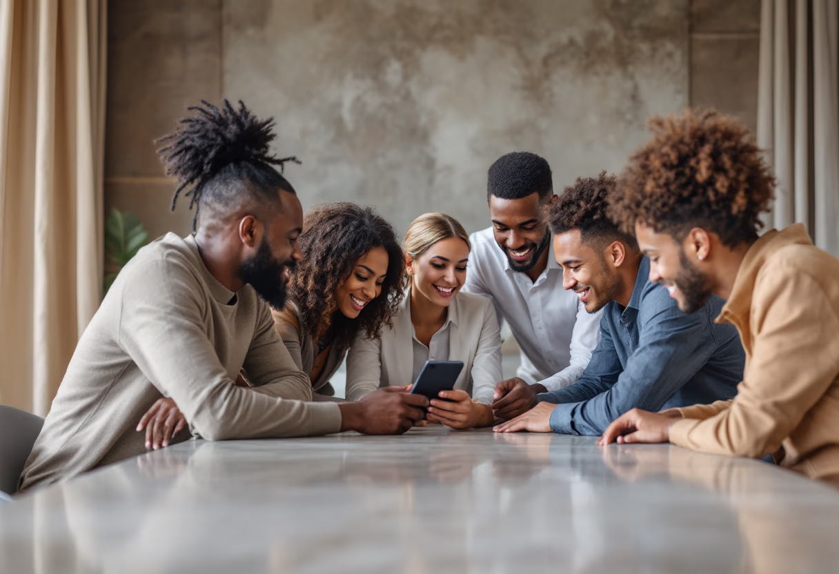 image of a diverse team in a meeting (for edtech)