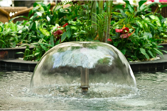 Small fountain helping to aerate a pond