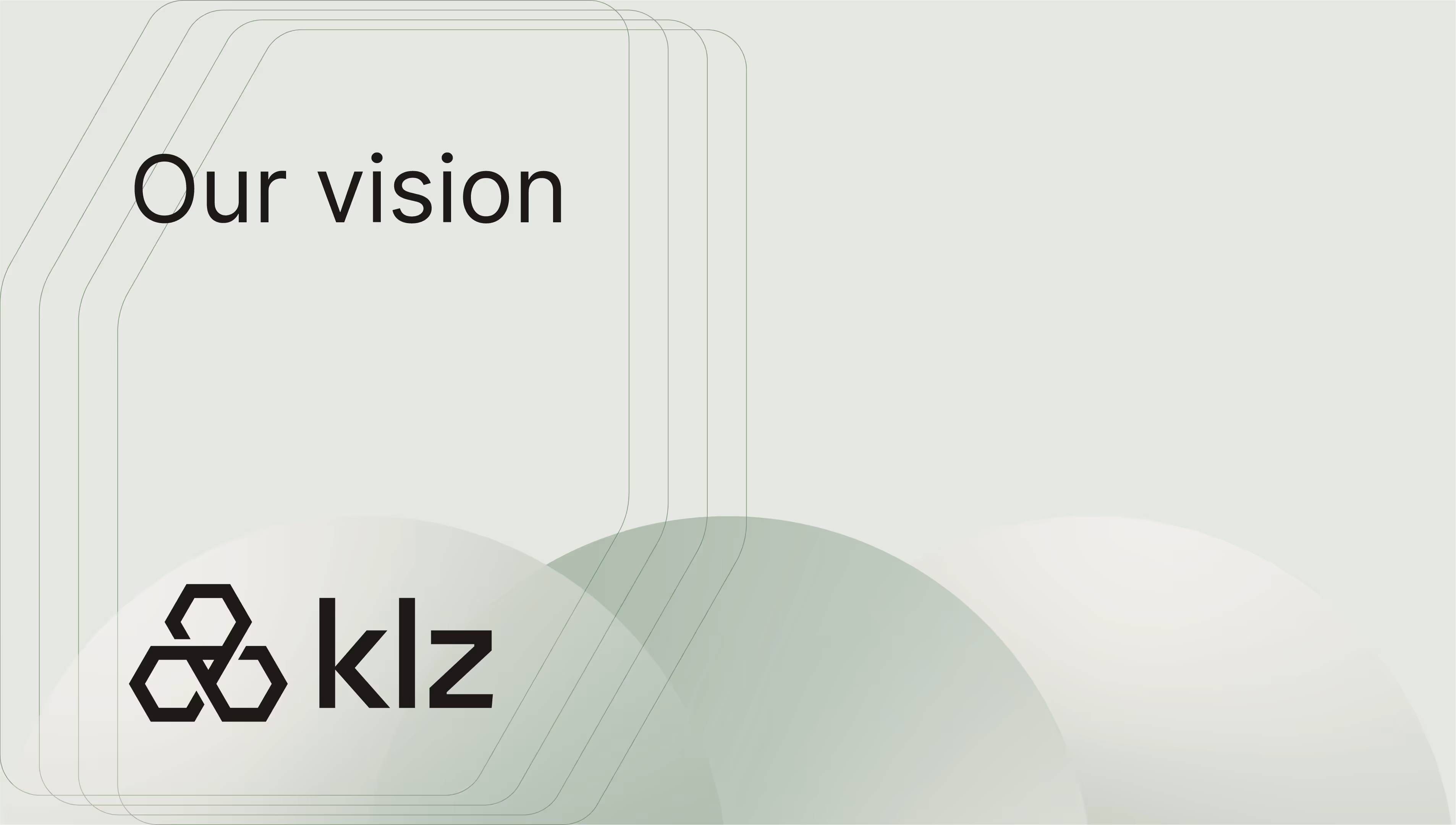 Text says "Our vision" at the top left, "klz" logo at the bottom left.