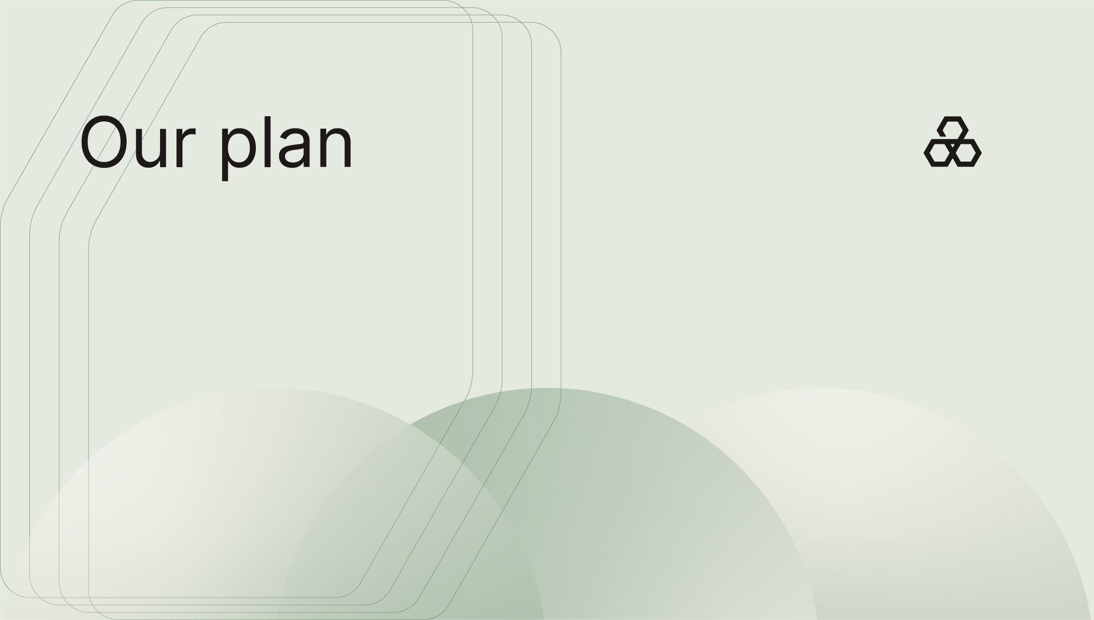 The image contains the text "Our plan" and the logo "klz" with abstract circle designs.