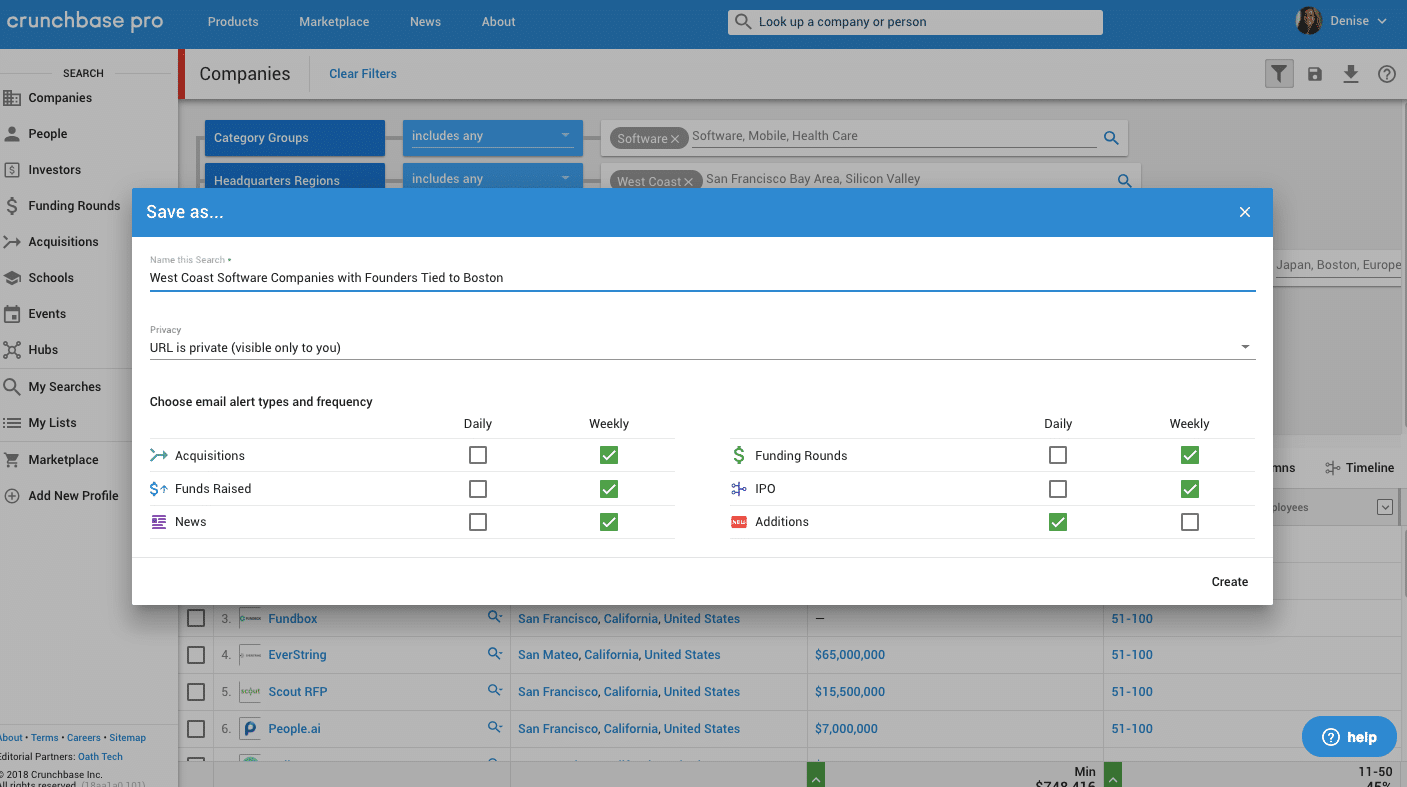 Sales Pipeline: Save Your Crunchbase Pro Search