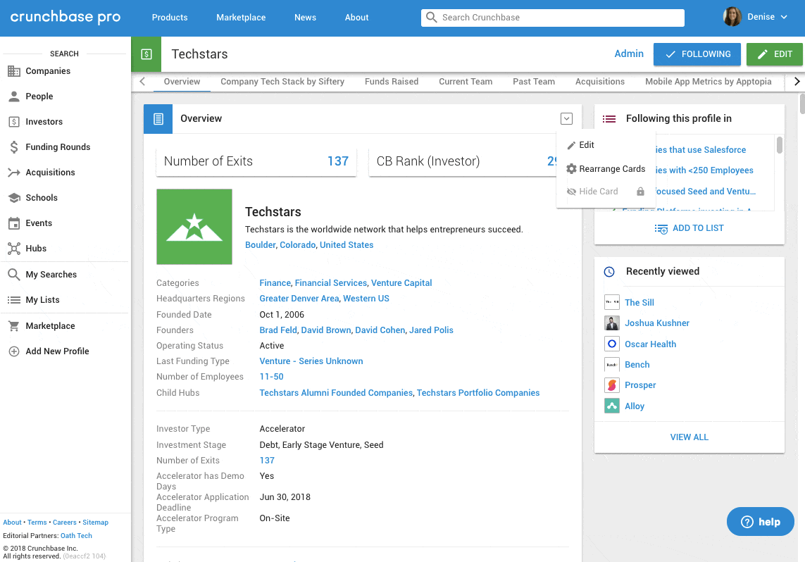 Customize Crunchbase Profiles