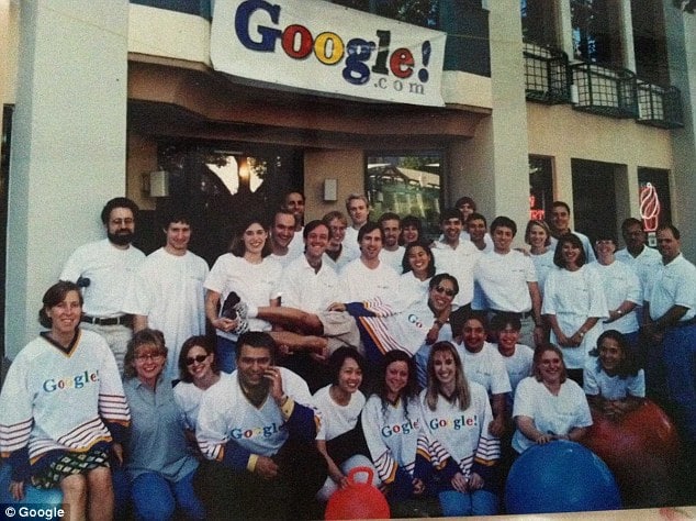 Group of people in building during Google's early days
