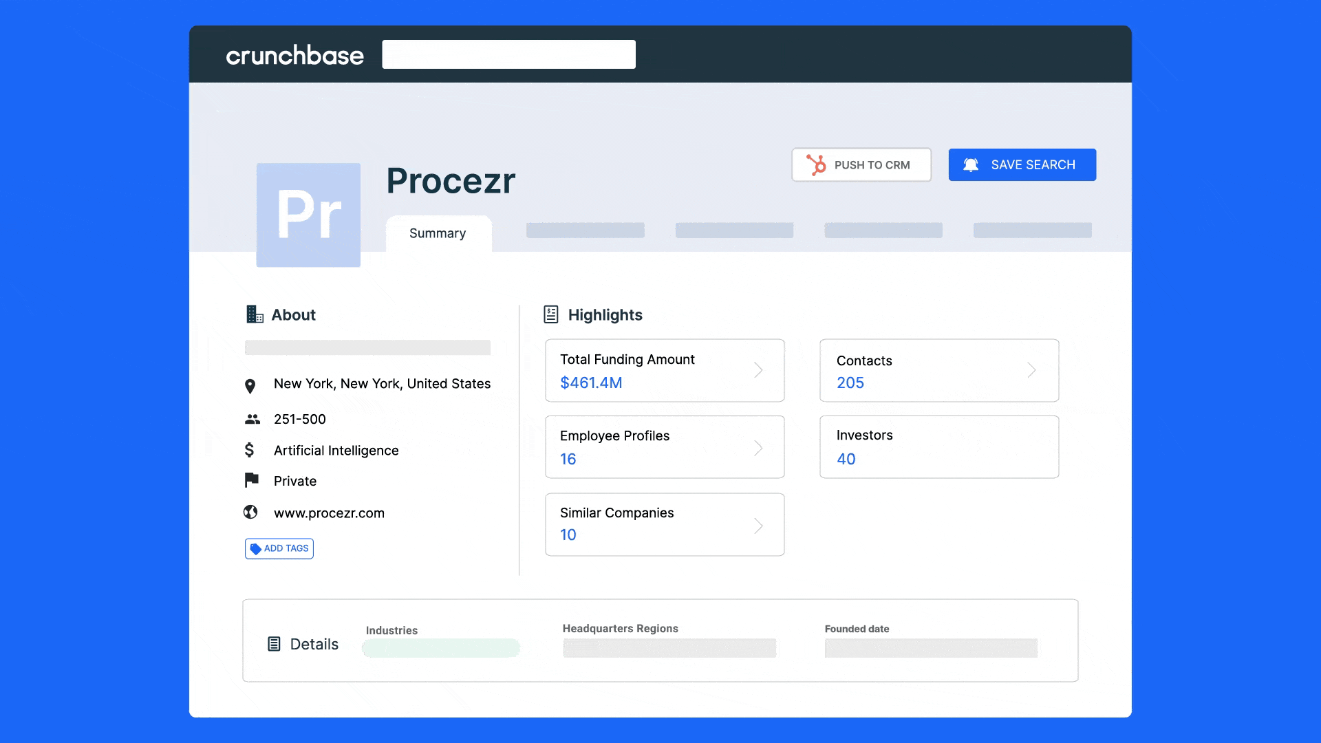 Push companies and contacts from Crunchbase to HubSpot CRM GIF