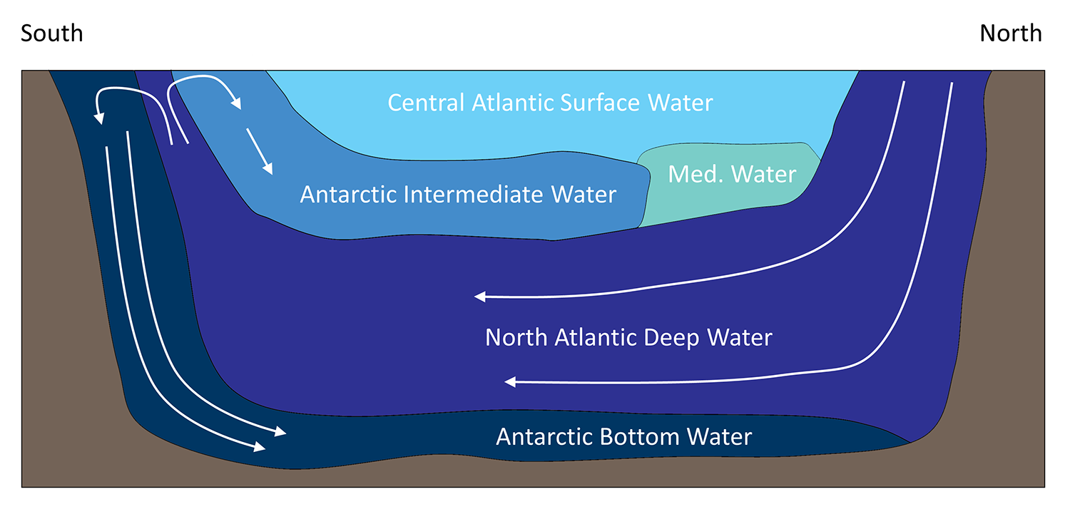 Ocean water masses including AABW and related layers