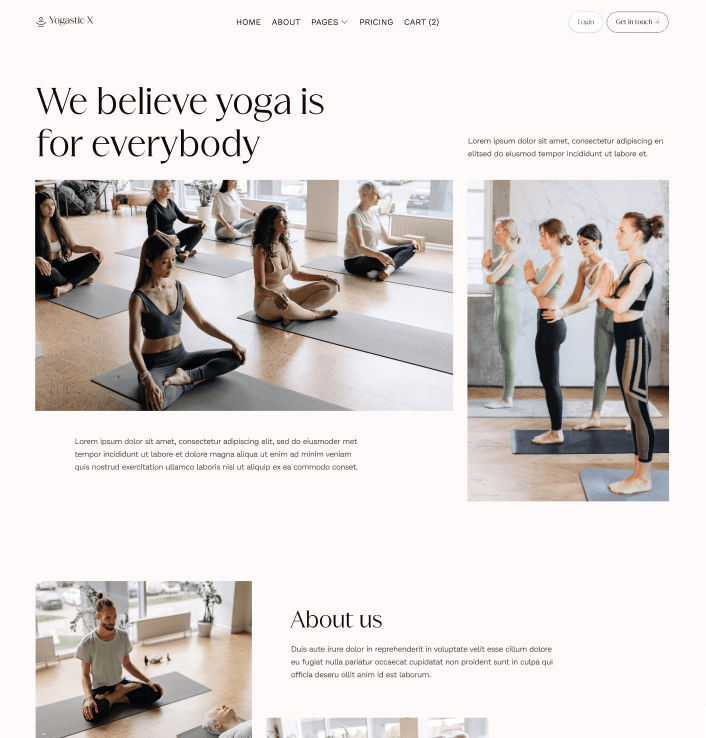 Yogastic X - About Page - Yoga Webflow Template
