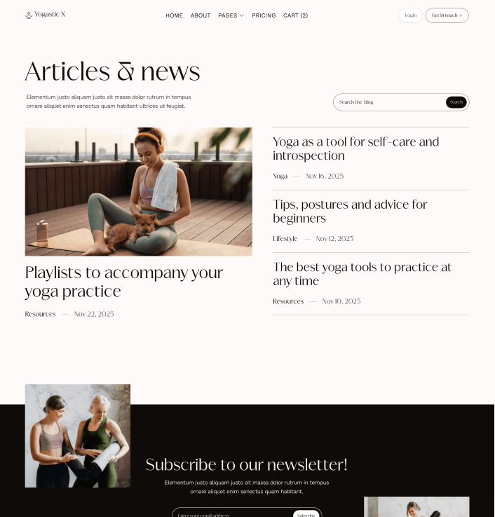 Yogastic X - Blog V3 Page - Yoga Webflow Template