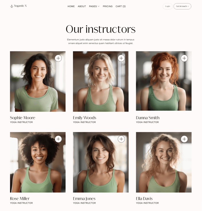 Yogastic X - Instructors Page - Yoga Webflow Template