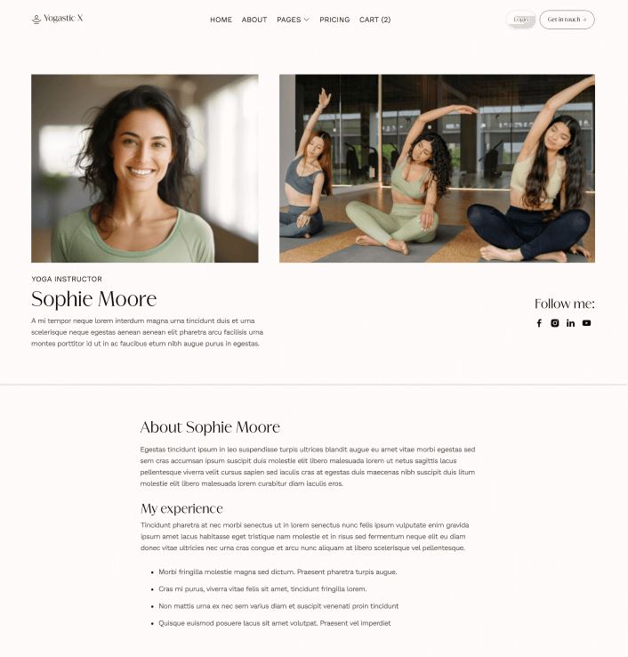 Yogastic X - Instructors Single Page - Yoga Webflow Template