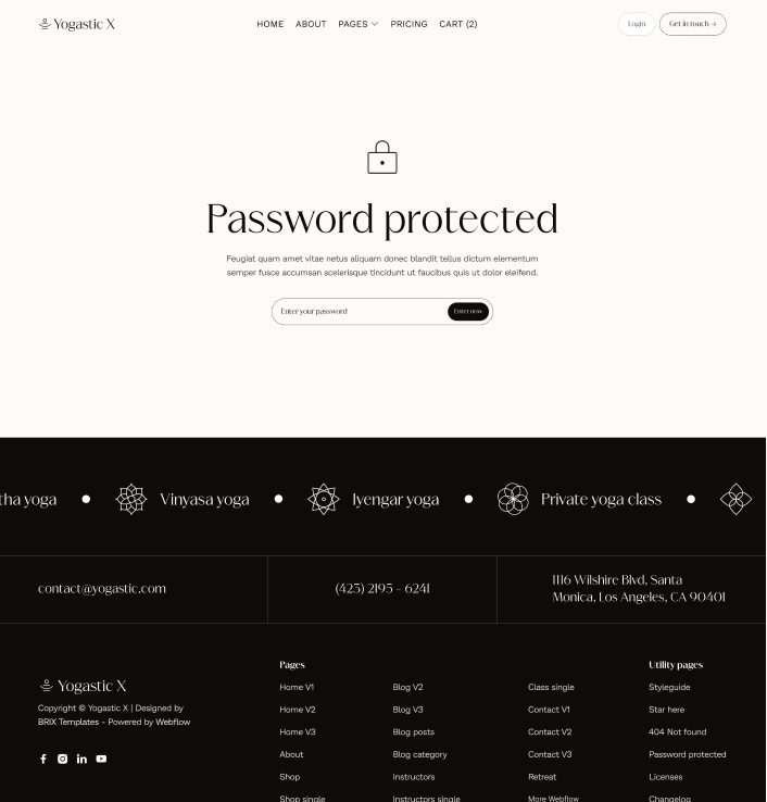 Yogastic X - Password Protected Page - Yoga Webflow Template