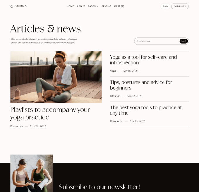 Yogastic X - Blog V3 Page - Yoga Webflow Template