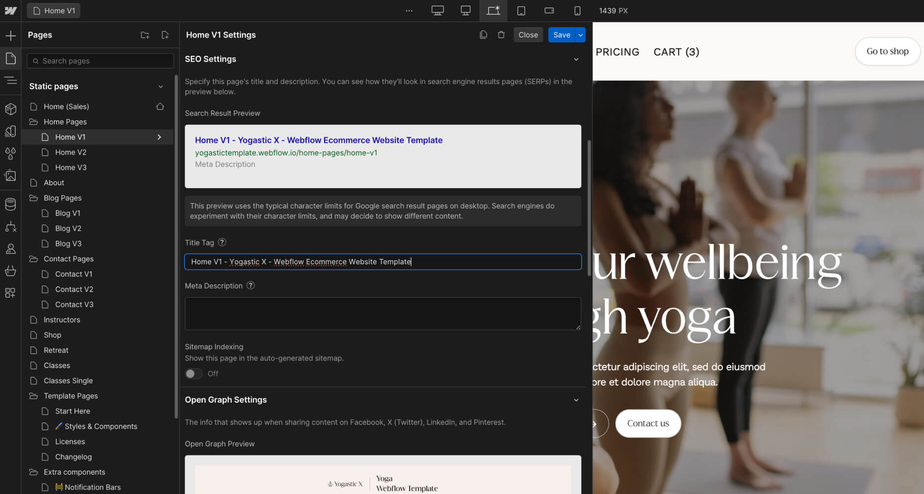SEO - Yogastic X Webflow Template