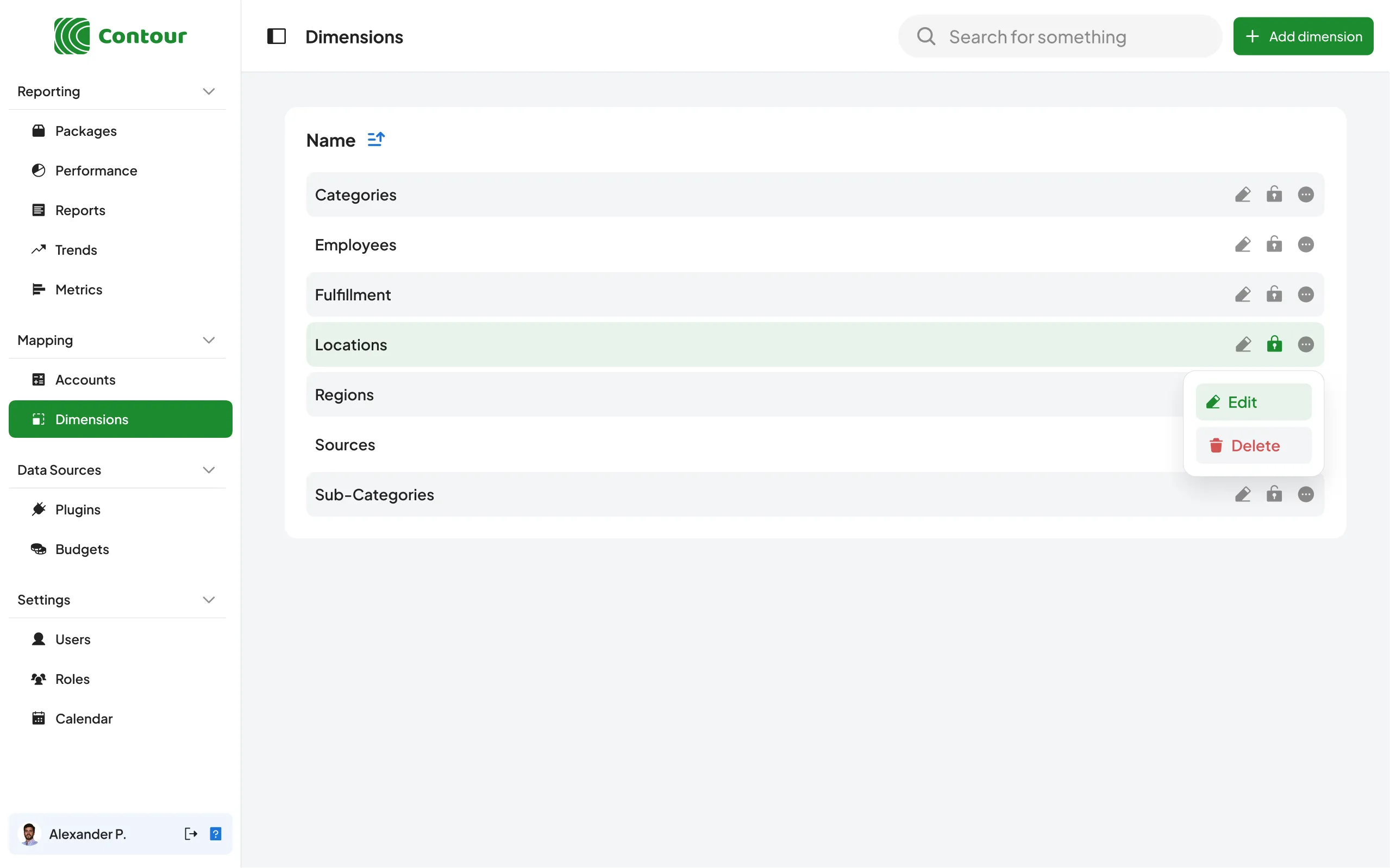 dashboard on dimensions page