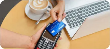 Customer using contactless payment for local taxi service near Aspen or Vail, Colorado