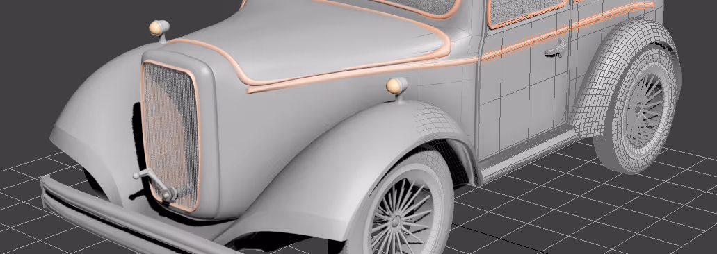 A young woman working in a machine shop. She is looking directly towards the camera, and is surrounded by men.