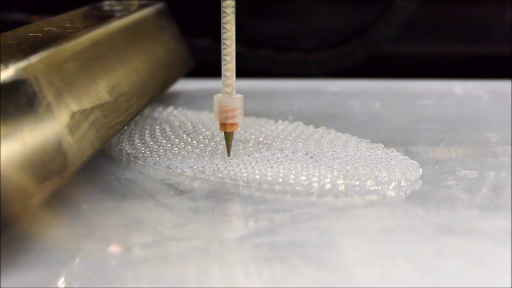 A LAM 3D printer, printing a silicone shoe insole [Image credit: German RepRap]