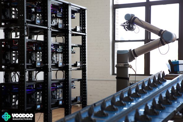 A 3D printer cluster powered by robotics (Image credit Voodoo Manufacturing)
