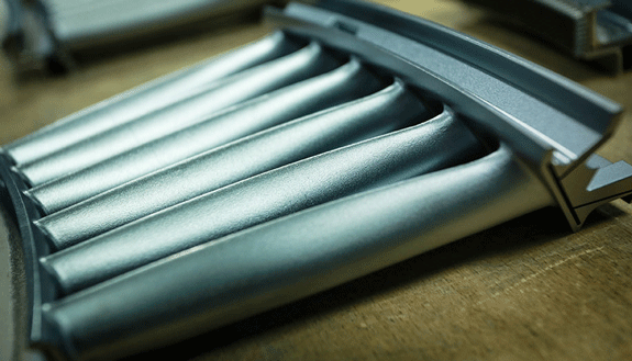 Turbine blades created with the help of EBM technology [Image credit: Avio Aero]