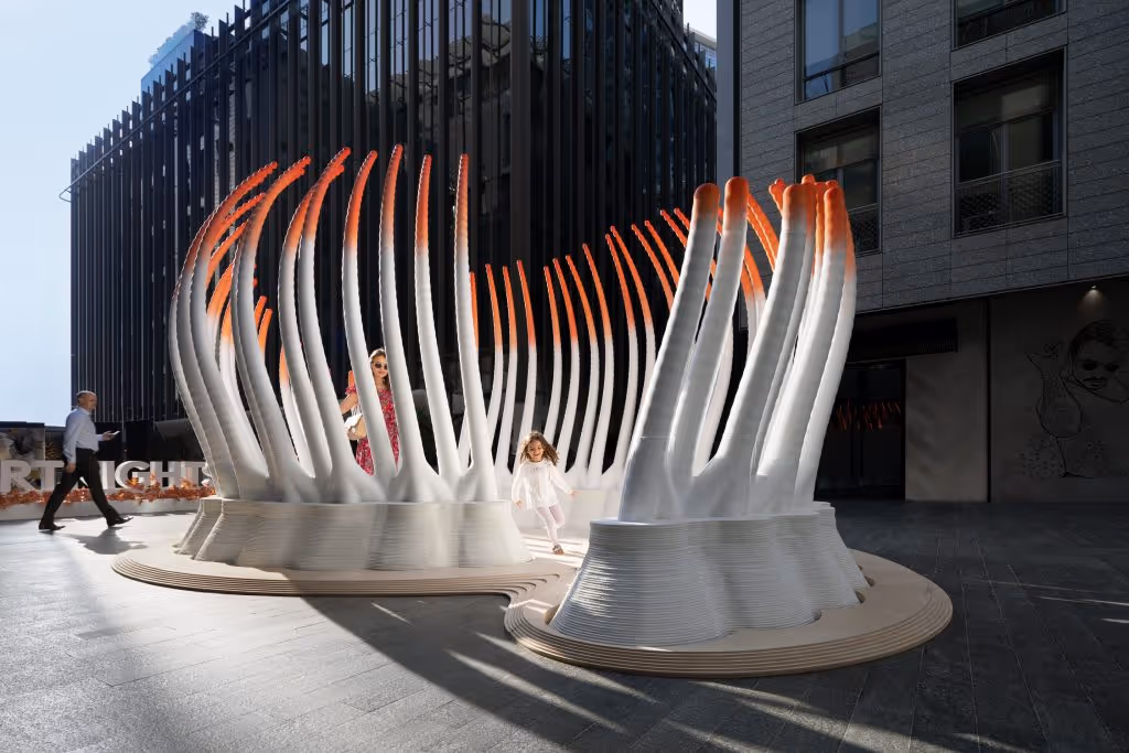 3d printed pavilion recycled plastic bottles materialdistrict 4