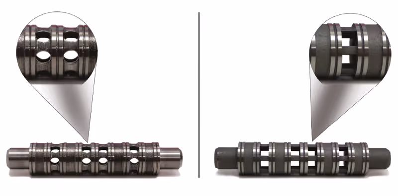 original and 3d printed valve spools