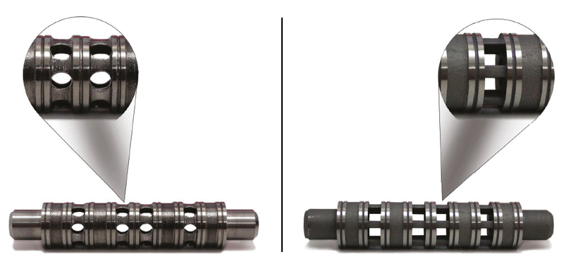 original and 3d printed valve spools