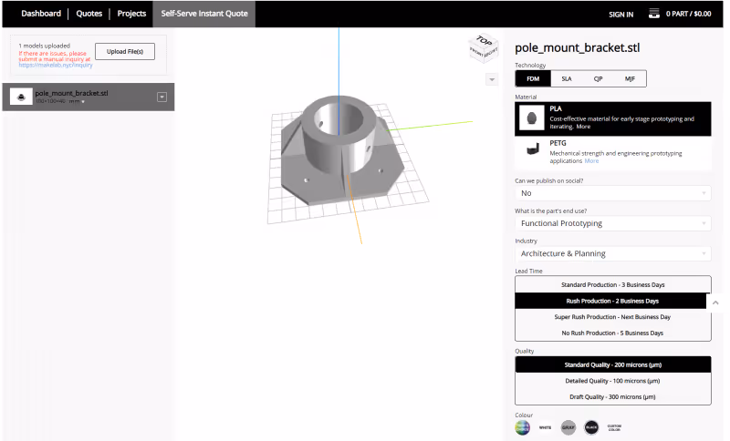 AMFG Ordering portal on Makelab website
