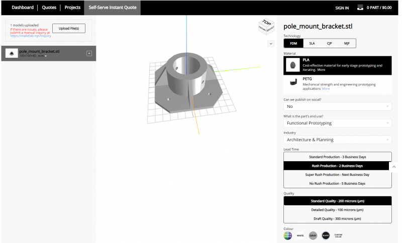 AMFG Ordering portal on Makelab website
