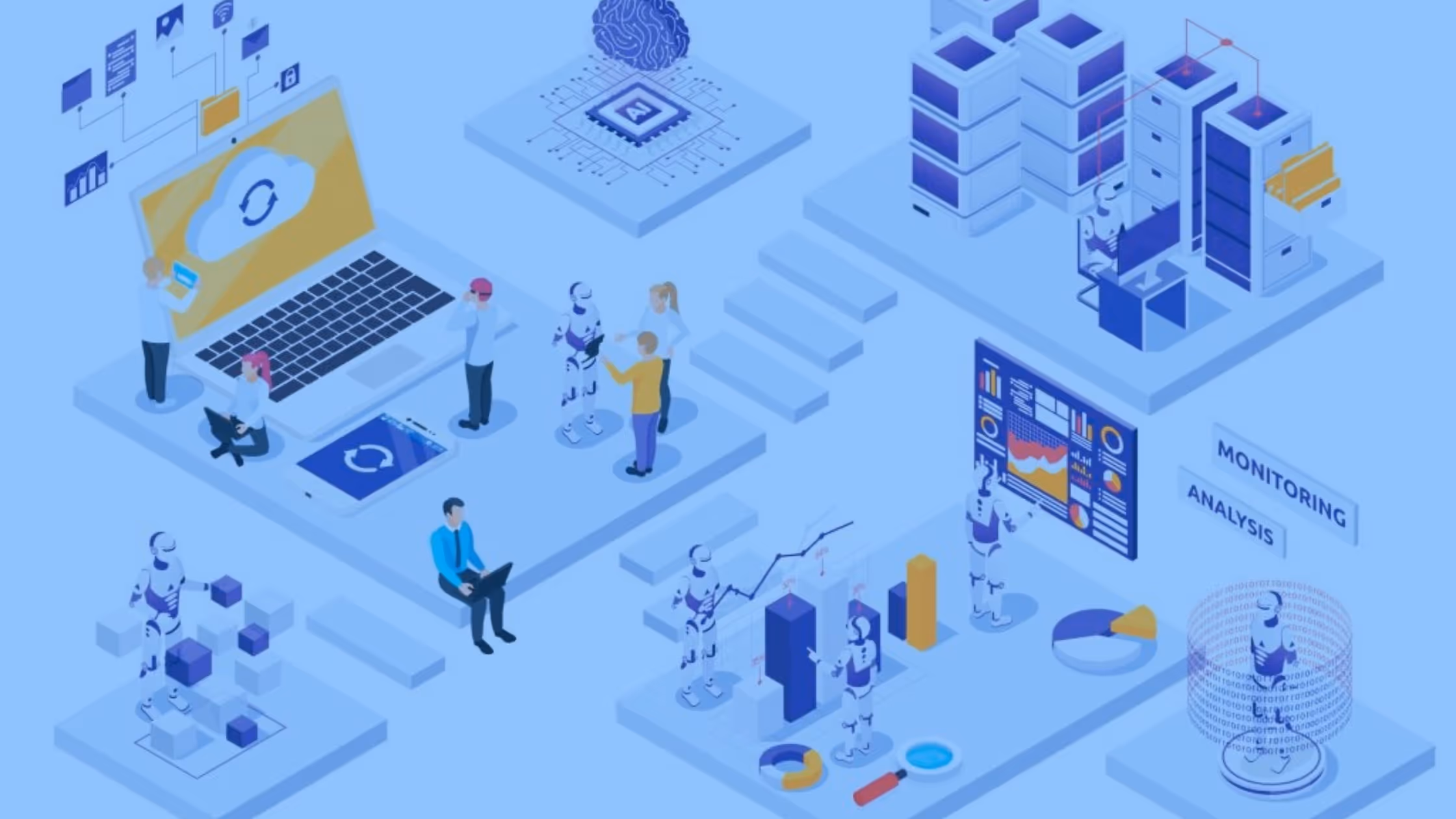 A young woman working in a machine shop. She is looking directly towards the camera, and is surrounded by men.