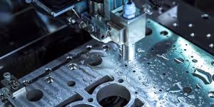 Close,Up,Cnc,Milling/drilling,Machine,Working,Process,On,Metal,Factory,industrial