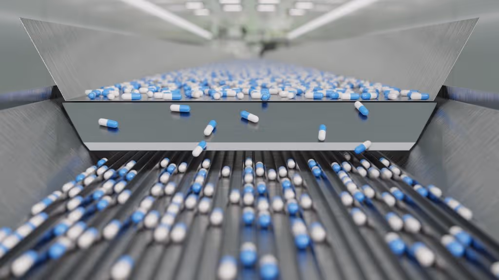 Pills being made in a factory