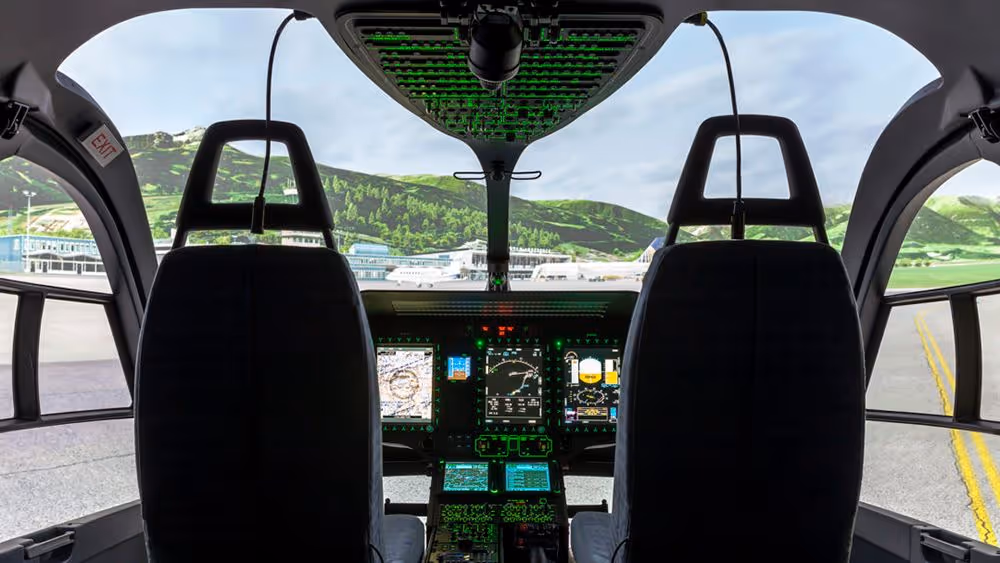Cockpit of full flight simulator from Reiser Simulation and Training Credit Reiser Simulation and Training.