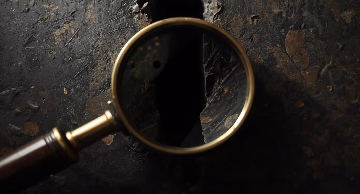 A magnifying glass looking at a gap