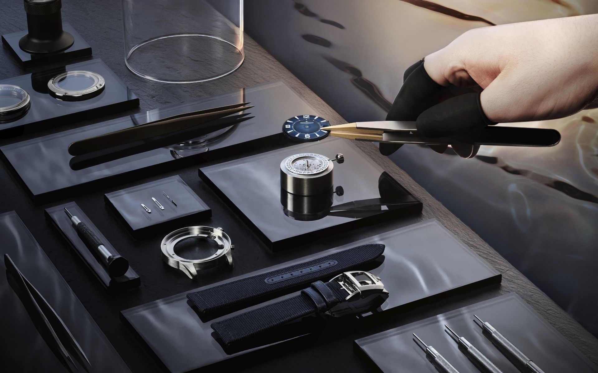 Watchmaker working on mechanical watch components for L'Imagerie Films luxury video production.