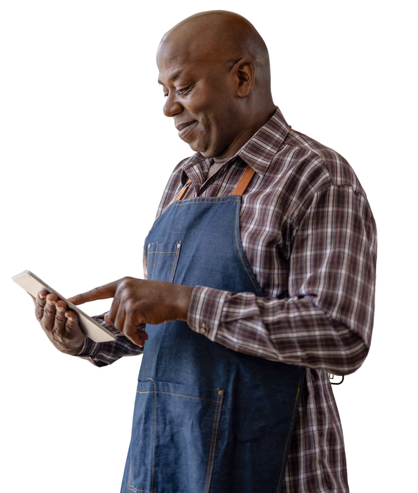 business owner on his tablet