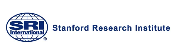 SRI International (Stanford Research Institute) logo with globe emblem in dark blue