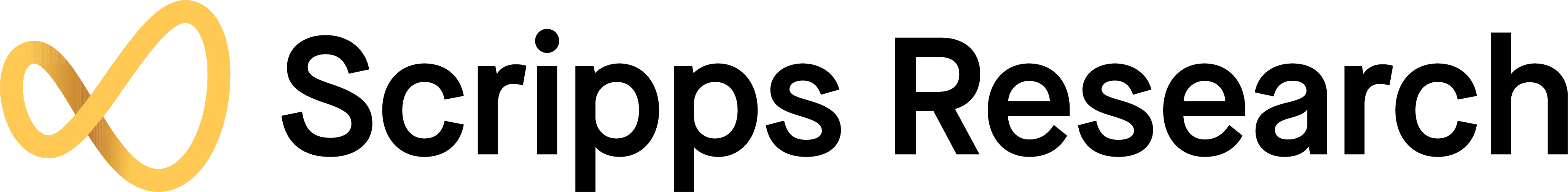 Scripps Research logo with gold infinity symbol and black text