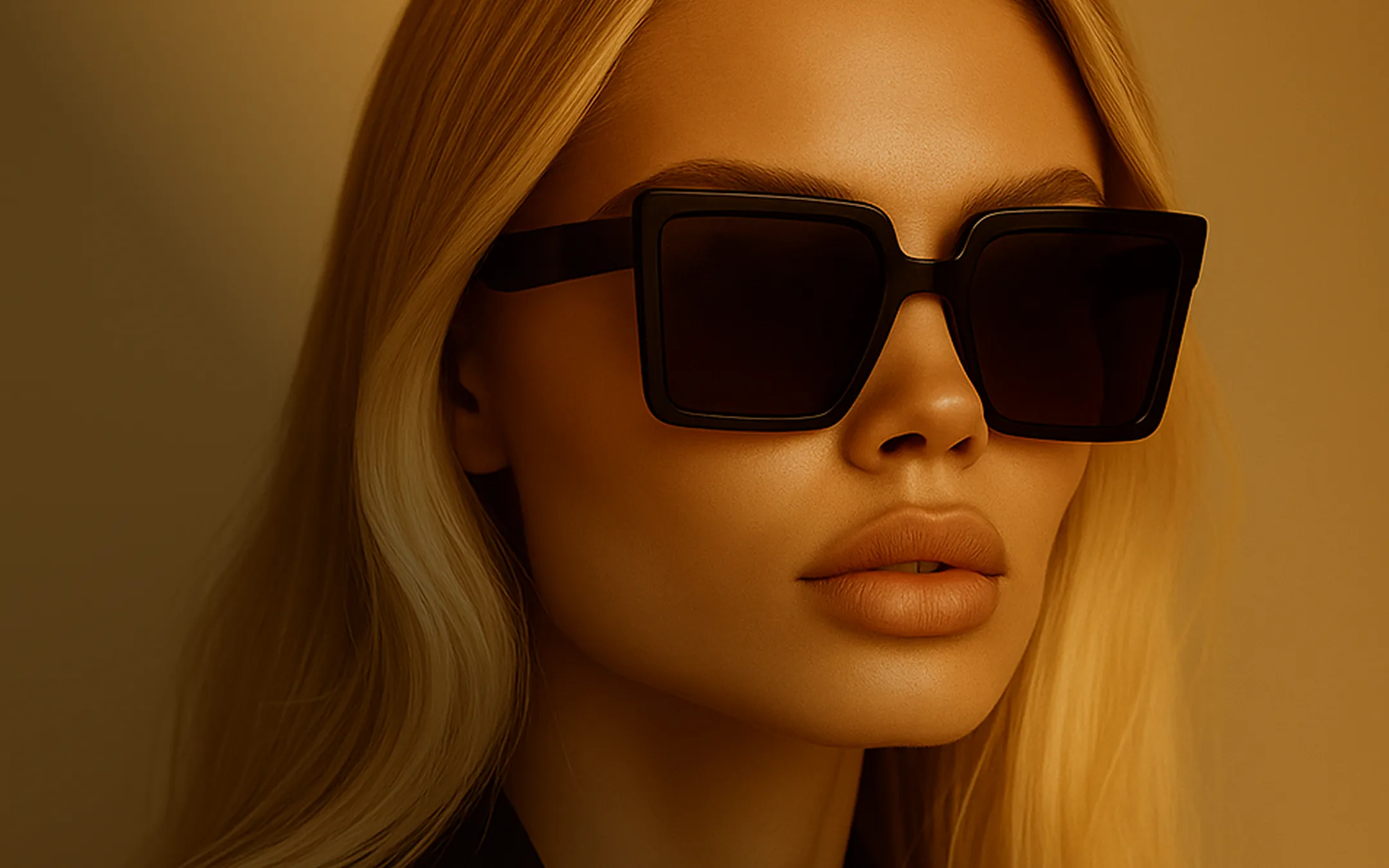 A woman wearing a black shirt and sunglasses.