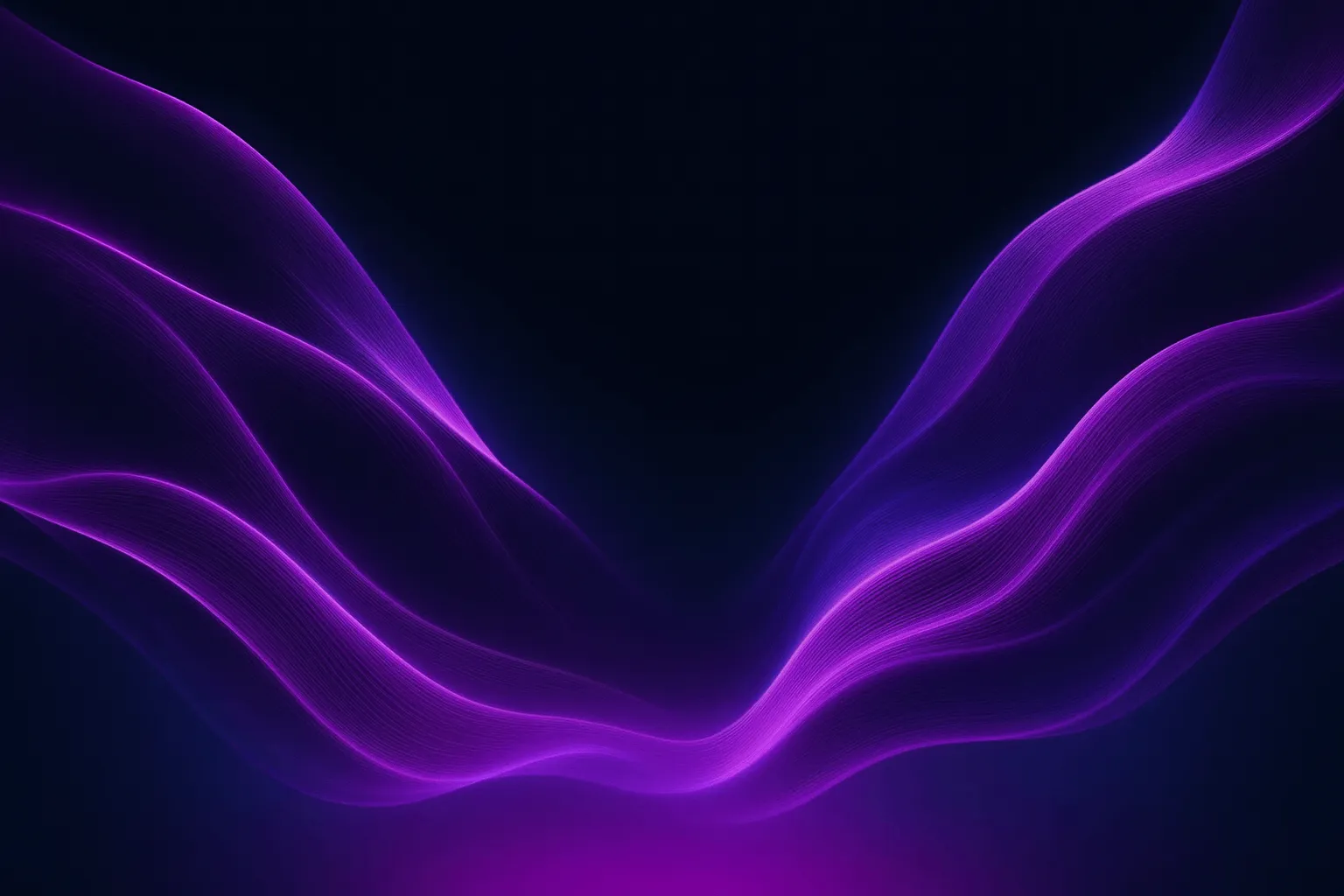 Abstract flowing purple light waves on a dark background.