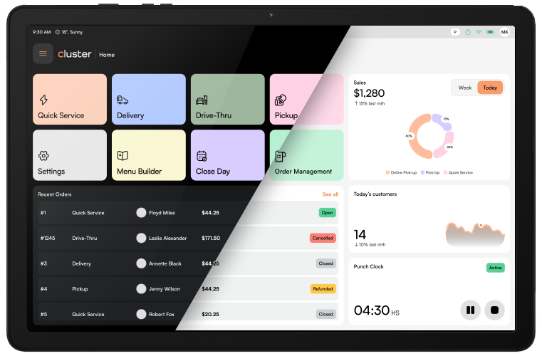 Kaizen POS in dark and light mode