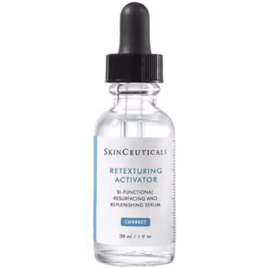 Retexturing Activator is a revolutionary replenishing and resurfacing serum that helps reinforce the skin’s barrier for healthier, more radiant skin. Using patented technology, this unique serum is highly effective in promoting proper exfoliation while optimizing the skin’s amino acid supply to reinforce the external barrier. Formulated in an efficient oil-free delivery system suitable for all skin types to replenish and exfoliate skin for noticeably soft, smooth skin texture. This oil-free serum has the resurfacing power of daily 20% glycolic acid treatment.