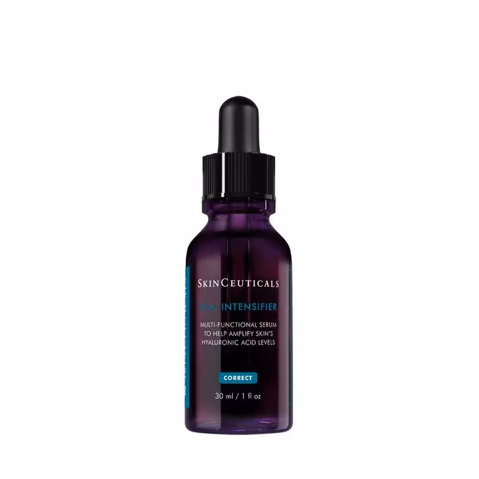 A multi-functional volumizing serum with hyaluronic acid to instantly plump and visibly fill fine lines by 24% in 12 weeks. Built off the formulation of SkinCeuticals bestselling hyaluronic acid serum, HA Intensifier Multi-Glycan advanced formula provides next level results designed to complement the latest in dermal filler technology. HA Intensifier Multi-Glycan has the same efficacy as its predecessor, but with a new and better formula for multi-dimensional correction. This formula stimulates and enhances skin plumping glycans to hydrate plump and contour. Now with a fresher, lighter feel, 92% of consumers agree that this product feels lightweight while 95% agree that it does not pill on skin. This next-generation corrective serum is designed to significantly boost your skin's natural hyaluronic acid levels by 30%, helping to hydrate and plump your skin instantly. With a unique blend of high concentration 1.3% pure hyaluronic acid, 12% Proxylane™, and an innovative post-biotic ferment, this formula works to increase glycan content and maintain essential moisture in the top layers of your skin. Instantly, skin is plumped and remains hydrated for up to 24 hours. Over time, HA Intensifier Multi-Glycan works to fill fine lines, improve elasticity and enhance facial contours for a more defined look. Seamlessly integrate this serum into your at home skincare routine after dermal fillers- always consult with your physician for individual advice.