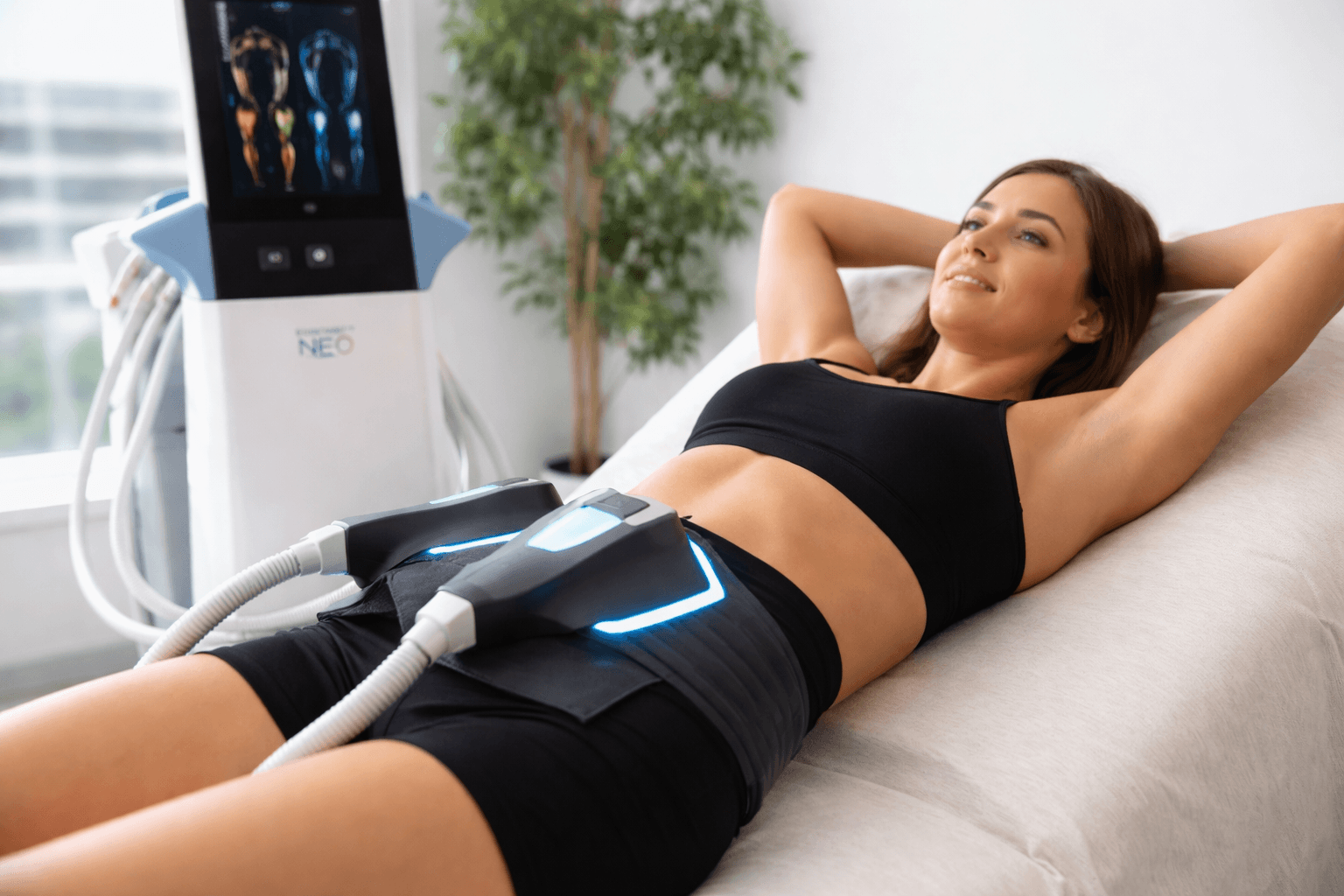 Emscuplt neo treatment session for muscle building and fat reduction in Dallas, Texas